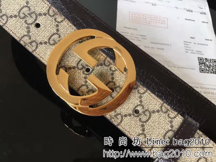 古馳CUCCI 經典款高級人造革面 大圓餅純銅亮面扣 高端男士皮帶 GHG1469